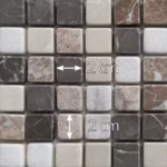 Dimensions des composants (carrés de 2 cm) de la mosaïque en marbre multicolore (2 x 2 cm), AL-245