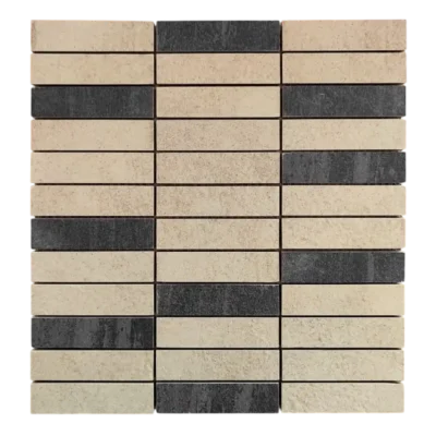 Mosaïque en céramique noire et blanche