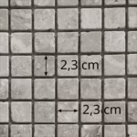 Dimensions des tesselles de la mosaïque en travertin vieilli rempli (carrés de 2,3 cm), AL-200