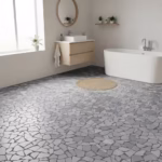Sol d'une salle de bain de style scandinave recouvert de Palledien en marbre noir (AL-780)
