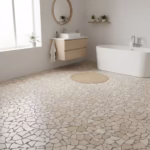 Sol d'une salle de bain de style scandinave recouvert de Palledien en marbre beige vieilli (AL-781)